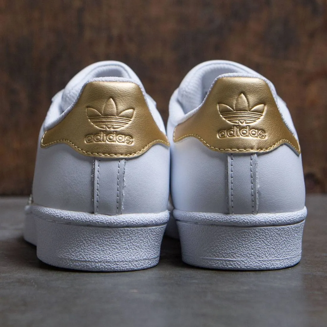 Adidas Big Kids Superstar (white / metallic gold / blue)