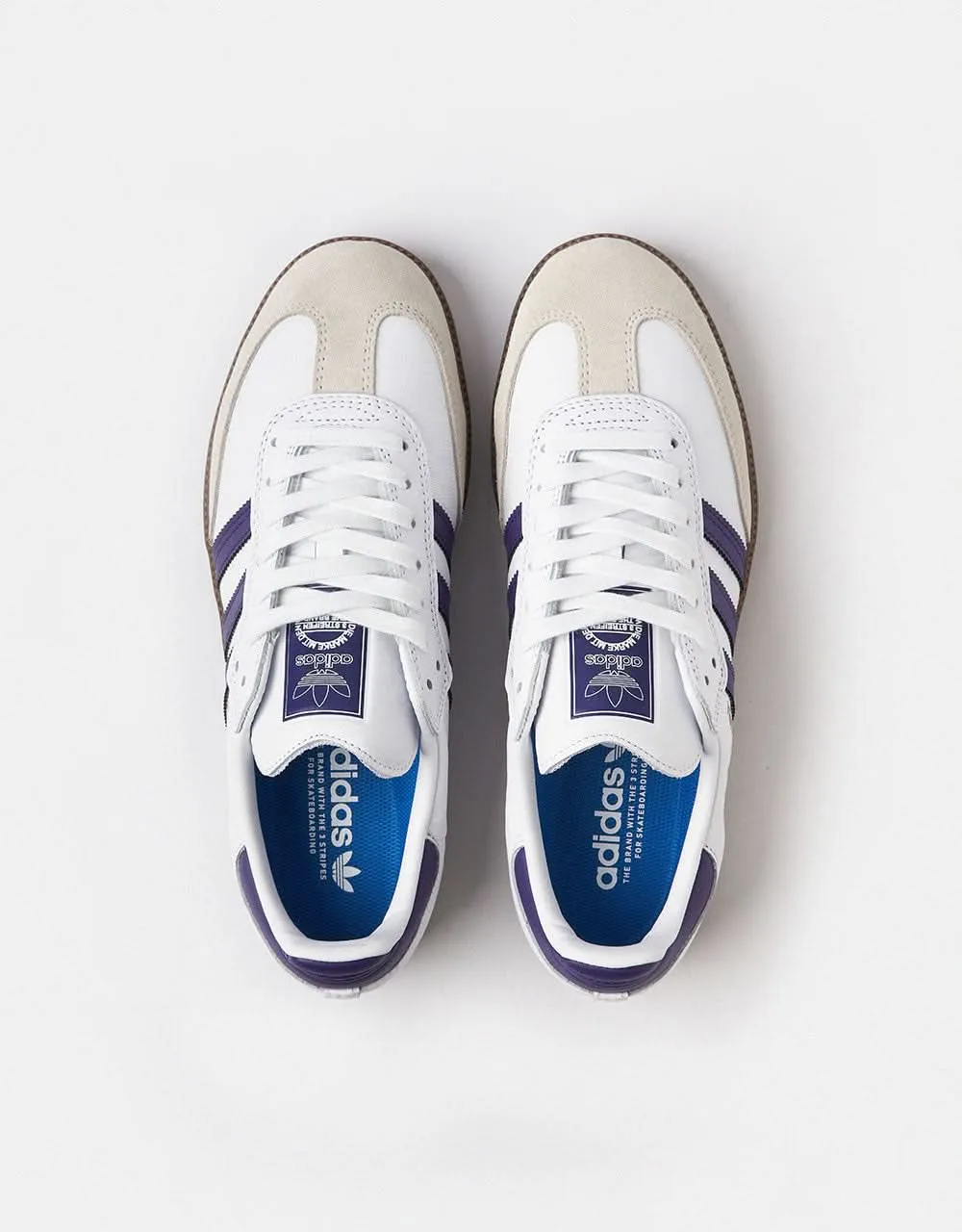 adidas Samba ADV Skate Shoes - White/Collegiate Purple/Gold Metallic