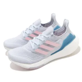 adidas Ultraboost 21 W Grey Pink Blue Women Jogging Runn...