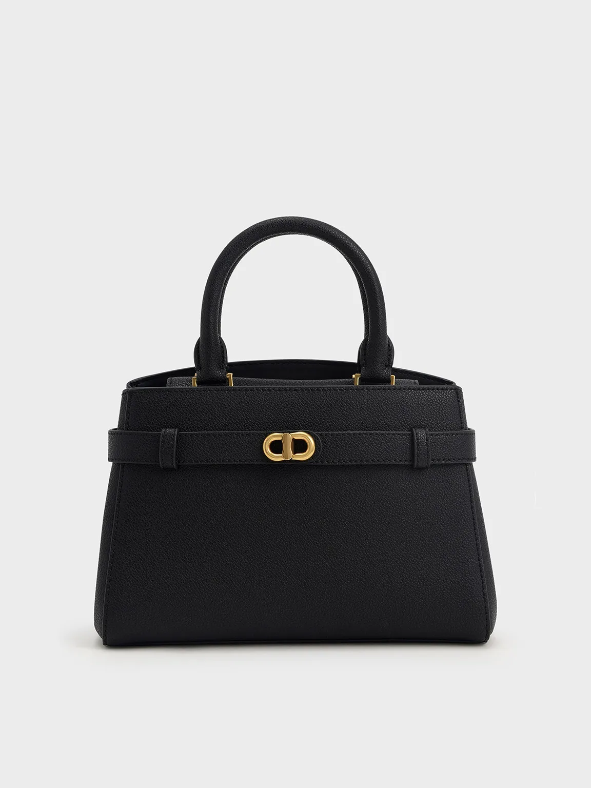 Aubrielle Metallic-Accent Belted Bag - Black