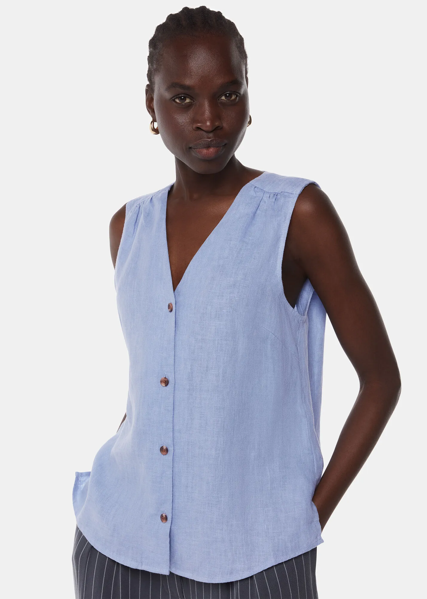 Blue Laura Linen Tank