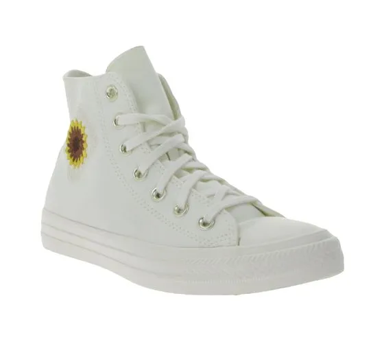 Converse Chuck Taylor All Star Chucks Zapatillas altas para mujer con bordado de flores A03514C Beige