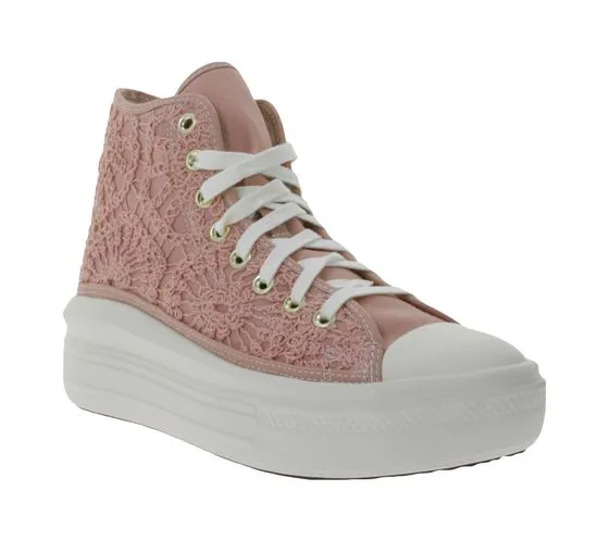 Converse Chuck Taylor All Star Move women's high top sneakers with embroidered logo patch A03951C pink