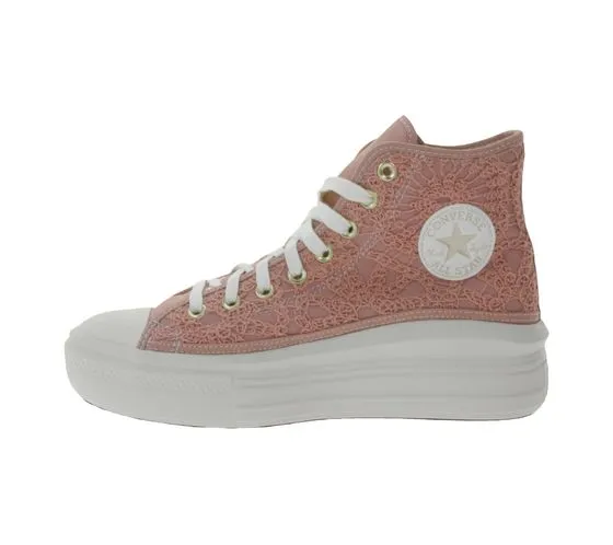 Converse Chuck Taylor All Star Move women's high top sneakers with embroidered logo patch A03951C pink