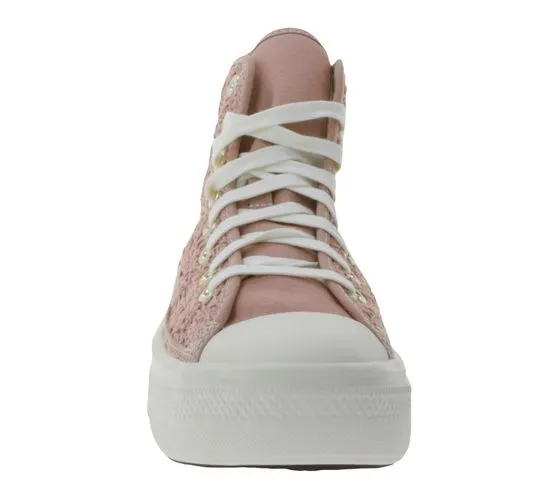 Converse Chuck Taylor All Star Move women's high top sneakers with embroidered logo patch A03951C pink