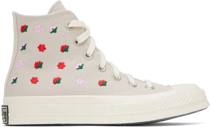 Converse Taupe Chuck 70 Floral Sneakers