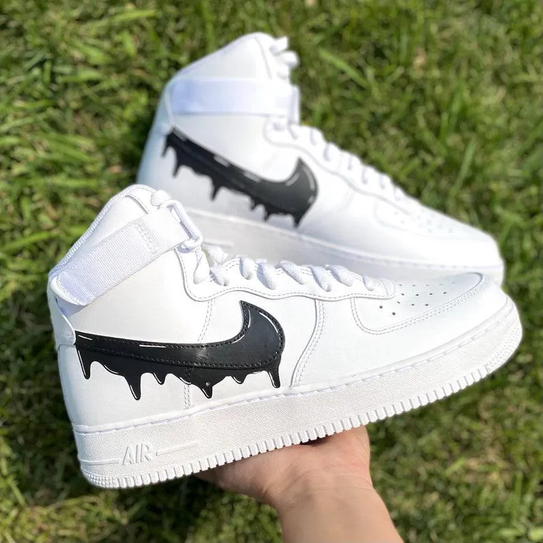 Custom Black Nike Drip Air Force Ones