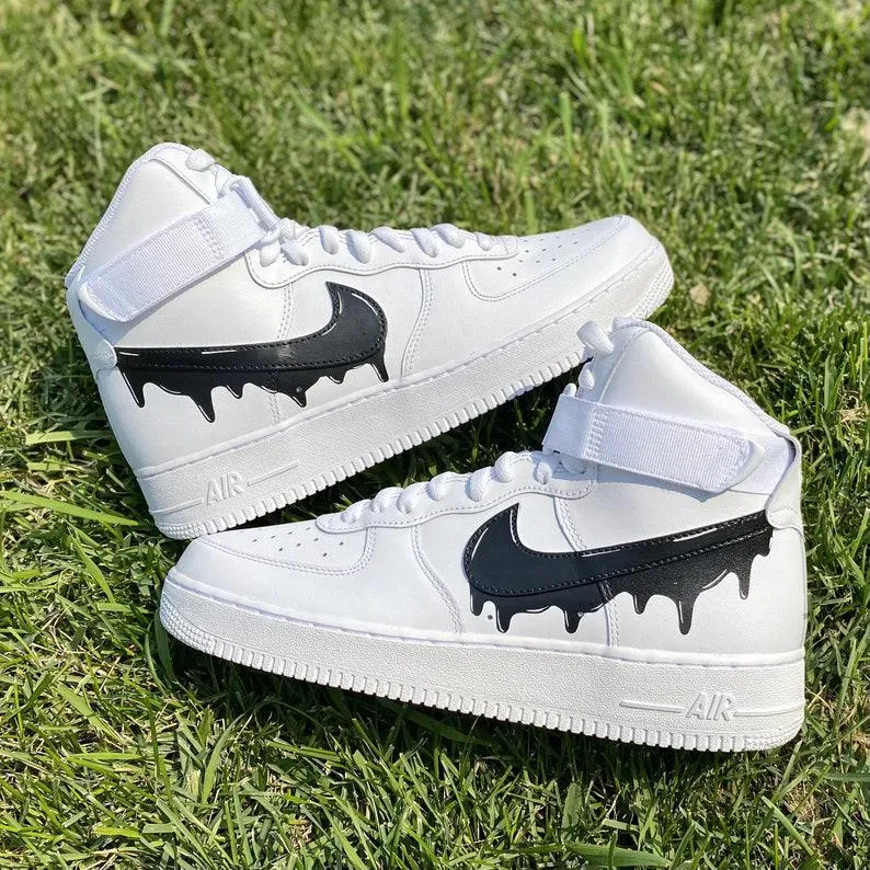 Custom Black Nike Drip Air Force Ones