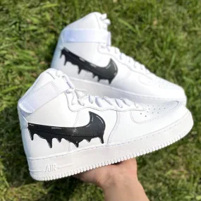 Custom Black Nike Drip Air Force Ones