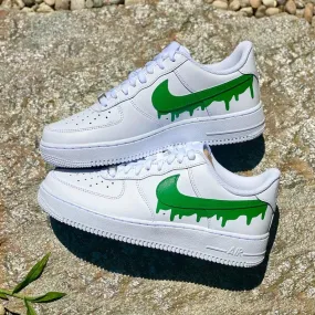 Custom Green Nike Drip Air Force Ones