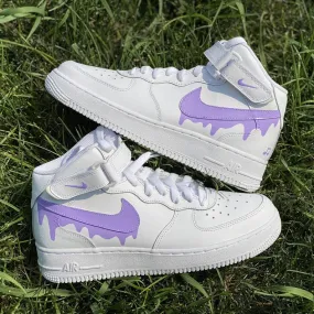 Custom Light Purple Nike Drip Air Force Ones