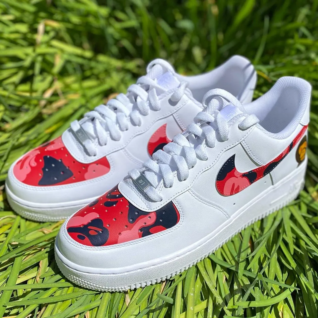 Custom Nike Air Force 1 Bape Red