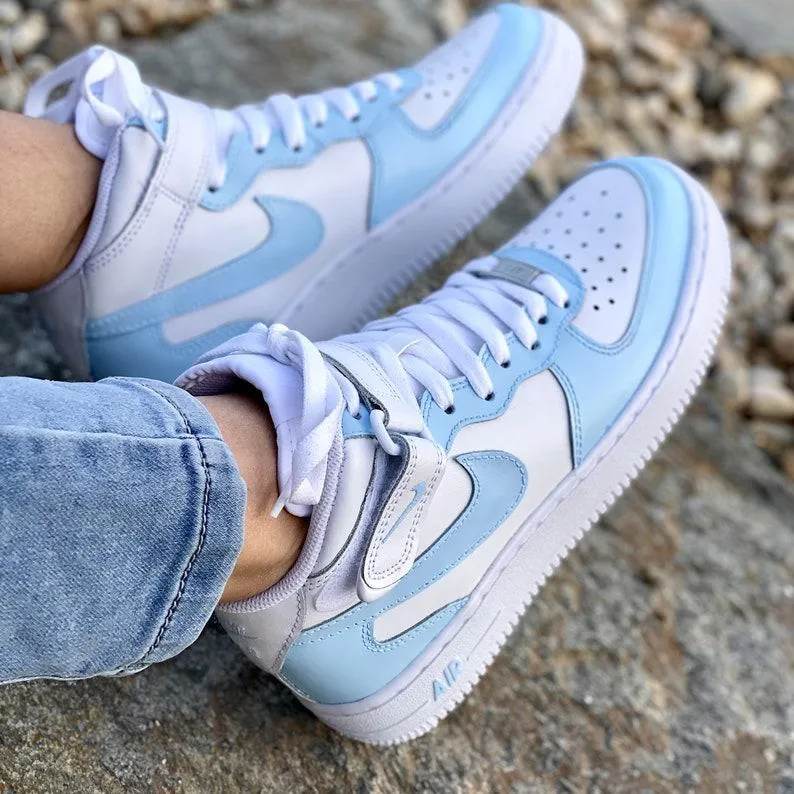 Custom Nike Air Force Ones Baby Blue