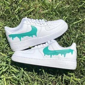 Custom Turquoise Nike Drip Air Force Ones