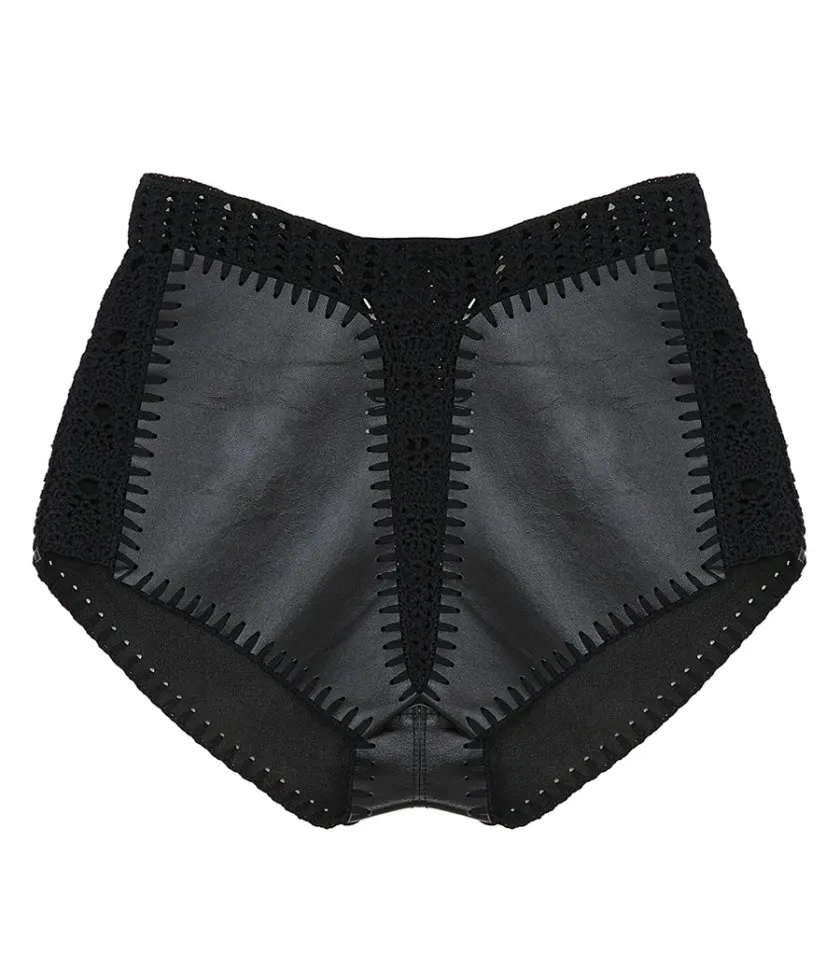 DION LEELEATHER CROCHET SHORT