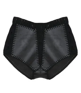 DION LEELEATHER CROCHET SHORT