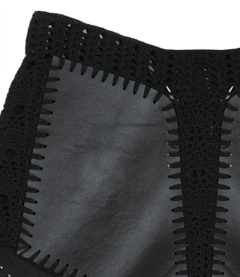 DION LEELEATHER CROCHET SHORT