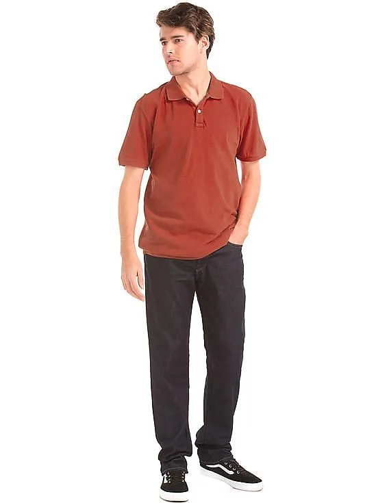 GAP Men Red Solid Pique Polo