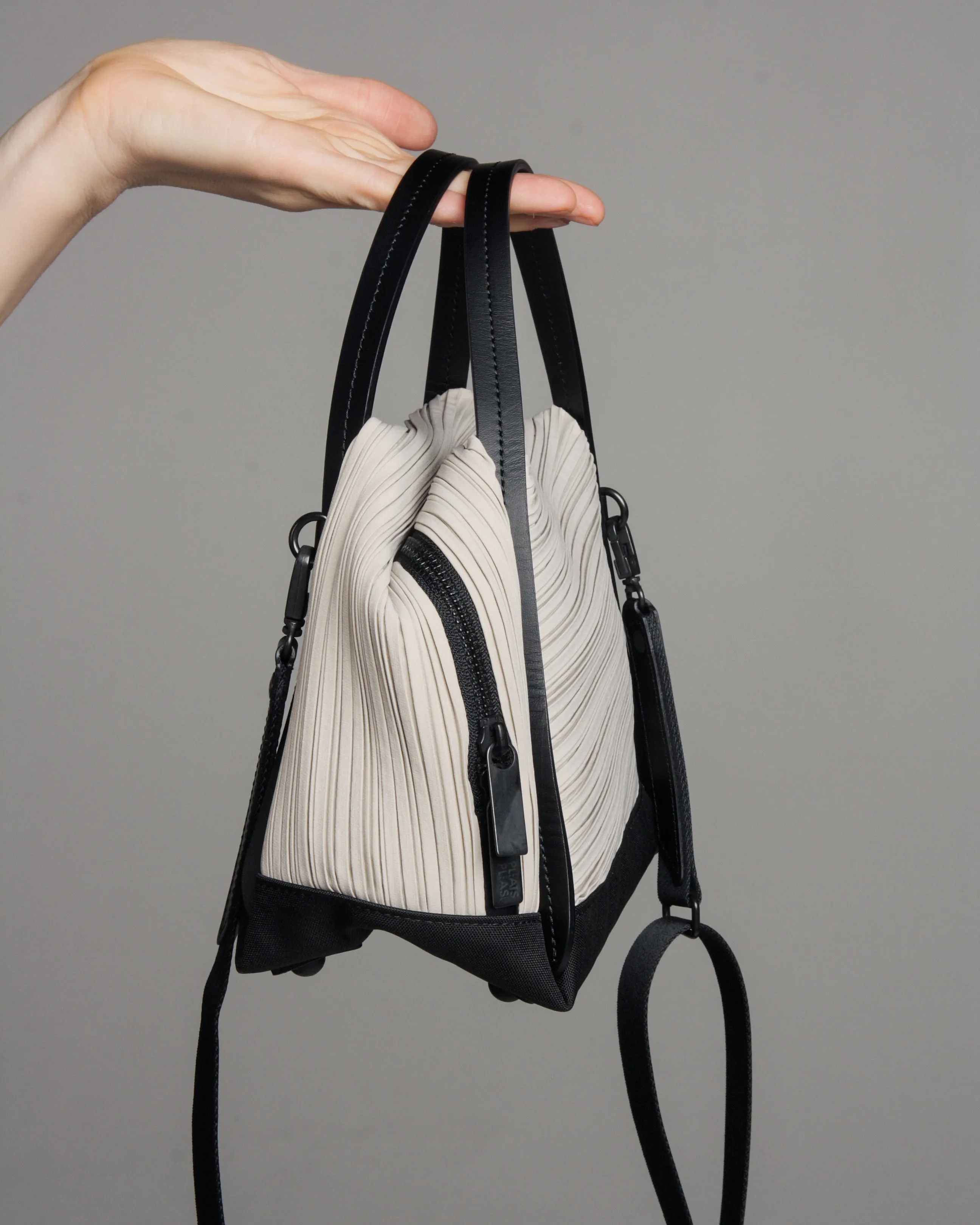 Grey Bias Pleat Bag