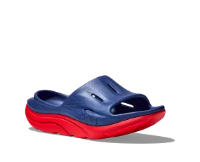 Hoka All Gender/Unisex Ora Recovery Slide 3 Color: Bellwether Blue/Red Alert