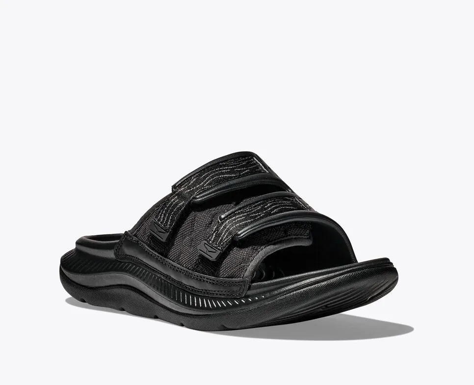 Hoka One One Unisex Ora Luxe Recovery Slide Adjustable  Black Black