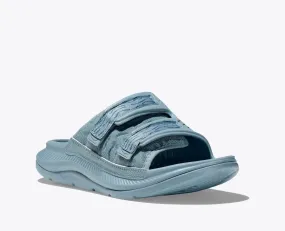 Hoka One One Unisex Ora Luxe Recovery Slide Adjustable Stone Blue steel