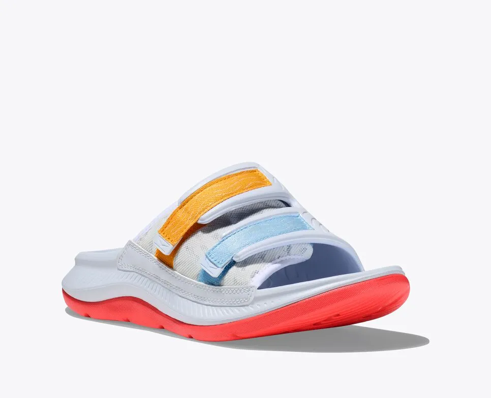 Hoka One One Unisex Ora Luxe Recovery Slide Adjustable  White Camillia