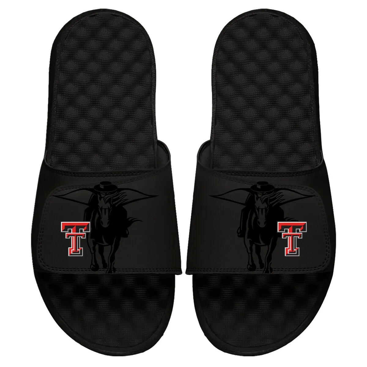 ISlide Texas Tech Red Raiders Black College Tonal Pop Slide Sandals