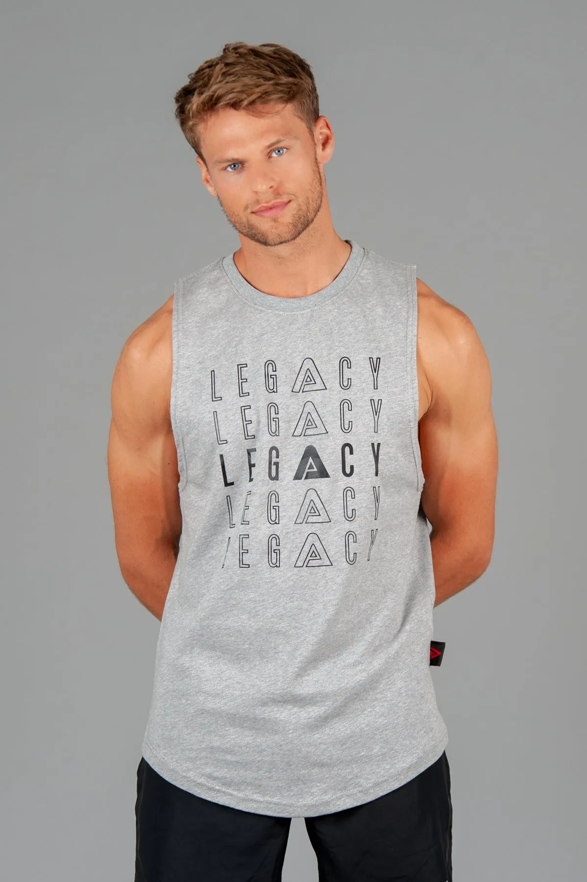 Layered Logo Arm Drop Tank Grey