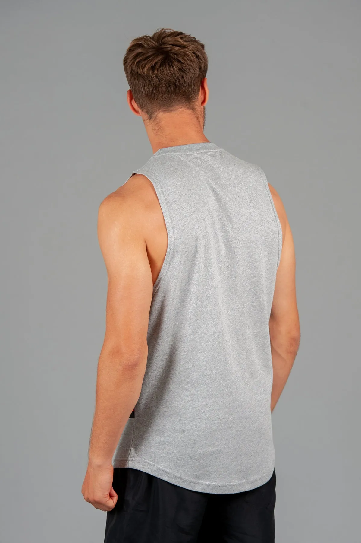 Layered Logo Arm Drop Tank Grey