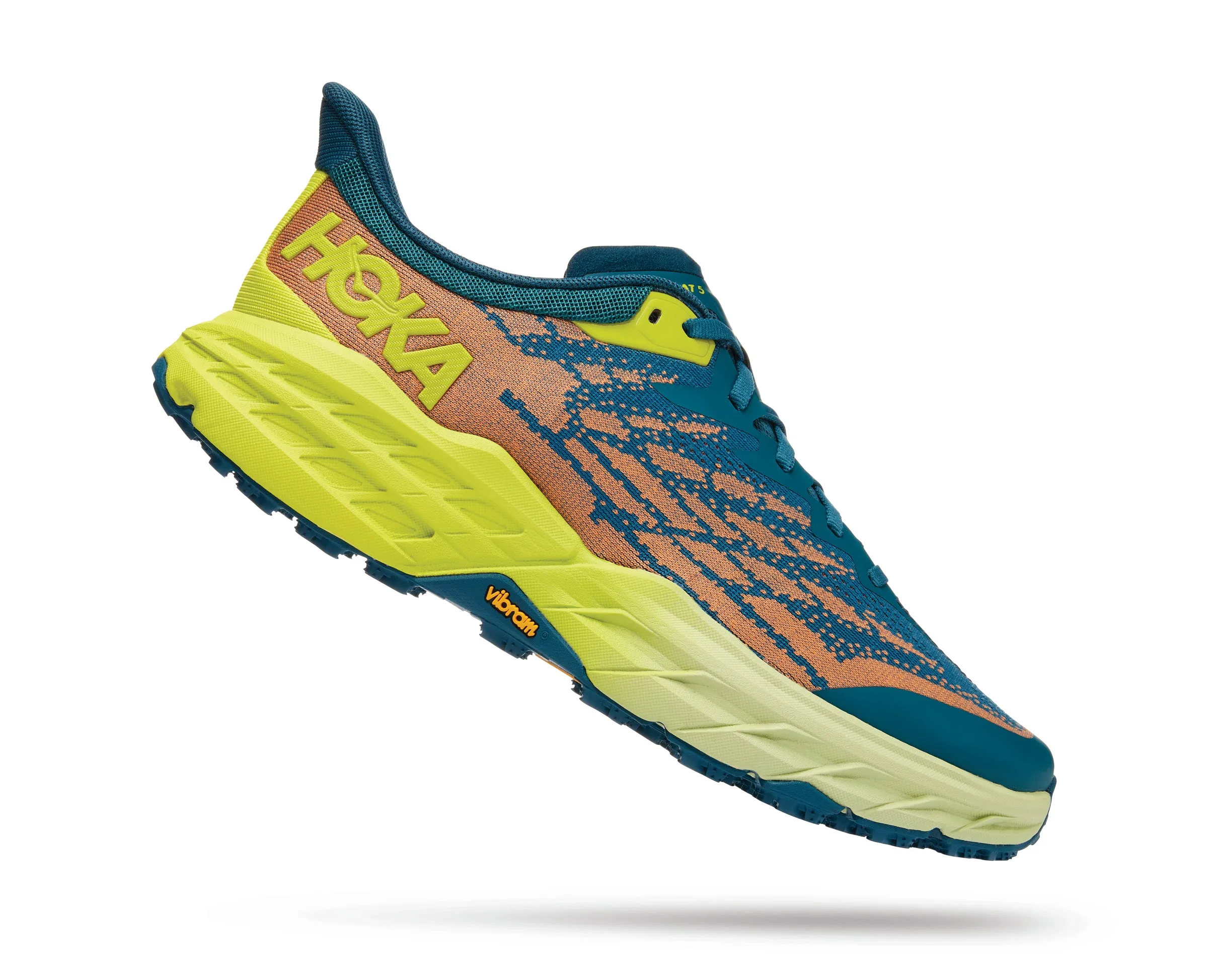 Men's Hoka Speedgoat 5 Color: Blue Coral/Primrose (WIDE WIDTH)