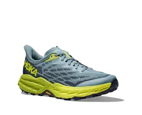 Men's Hoka Speedgoat 5 Color: Stone Blue/Dark Citron (WIDE WIDTH)