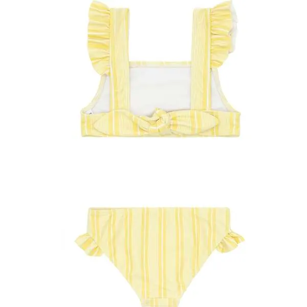 Minnow Pineapple Stripe Ruffle Tie Back Bikini