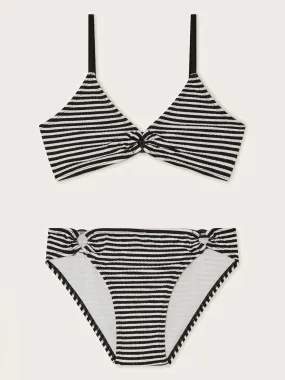 Monsoon Girls Stripe Ring Bikini Set - Black