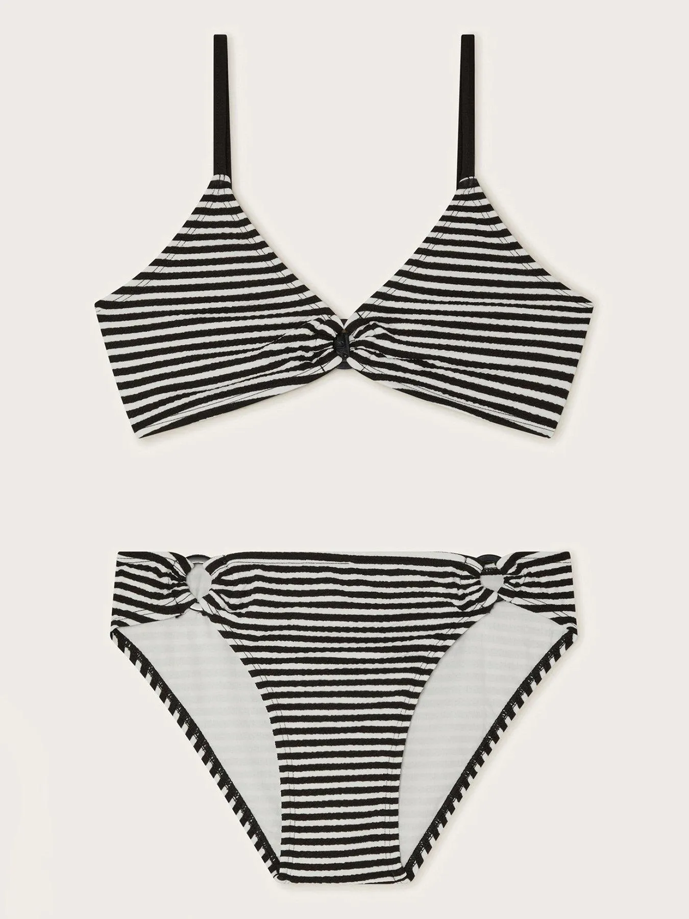 Monsoon Girls Stripe Ring Bikini Set - Black