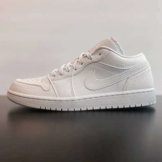 Nike air jordan 1 low 8-13 triple white tumbled leather 553558-130