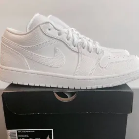 Nike air jordan 1 low 8-13 triple white tumbled leather 553558-130