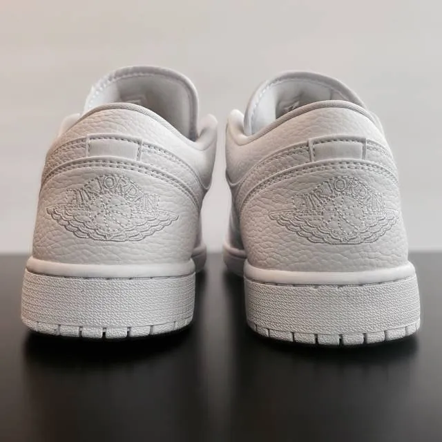 Nike air jordan 1 low 8-13 triple white tumbled leather 553558-130