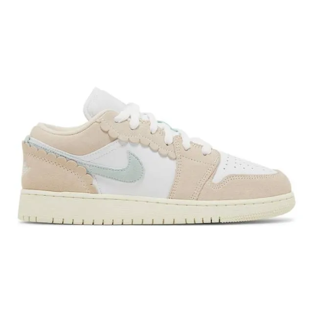 Nike air jordan 1 low se gs (scalloped edge/ pink/ guava ice/ jade ice/ white/ pink oxford) big kids