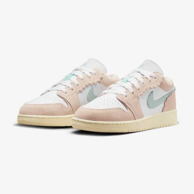 Nike air jordan 1 low se gs (scalloped edge/ pink/ guava ice/ jade ice/ white/ pink oxford) big kids