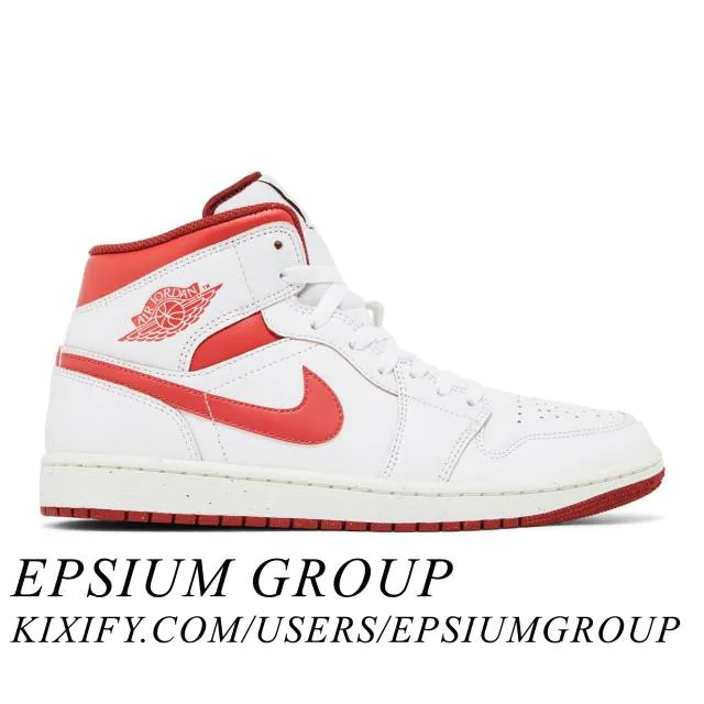 Nike air jordan 1 mid se (white dune red/ white/ lobster/ dune red/ sail/ vachetta tan) men us 8-13 fj3458-160