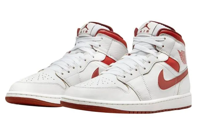 Nike air jordan 1 mid se (white dune red/ white/ lobster/ dune red/ sail/ vachetta tan) men us 8-13 fj3458-160