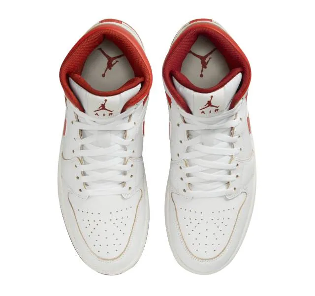 Nike air jordan 1 mid se (white dune red/ white/ lobster/ dune red/ sail/ vachetta tan) men us 8-13 fj3458-160