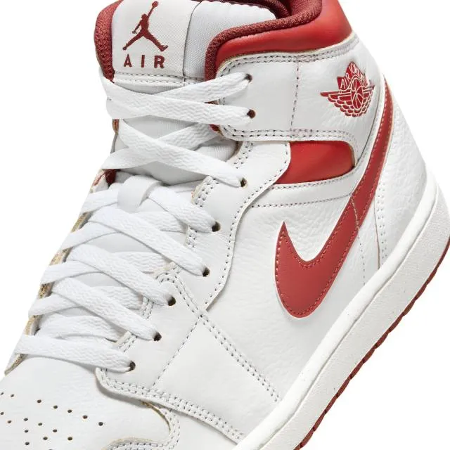 Nike air jordan 1 mid se (white dune red/ white/ lobster/ dune red/ sail/ vachetta tan) men us 8-13 fj3458-160