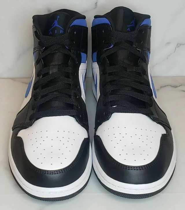 Nike air jordan 1 retro mid racer blue 3.5-7y white black 554724-140