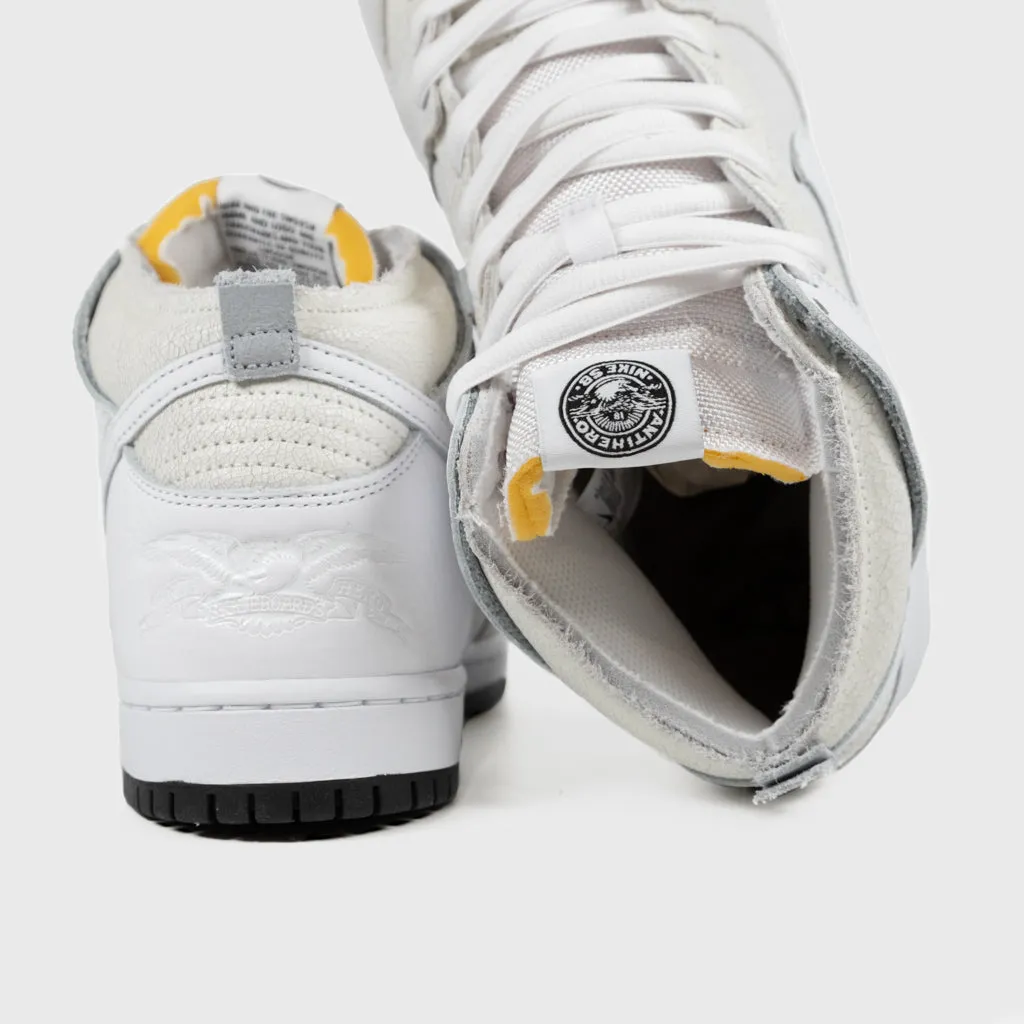 Nike SB - Anti Hero Dunk High Pro Shoes - White / White / Black