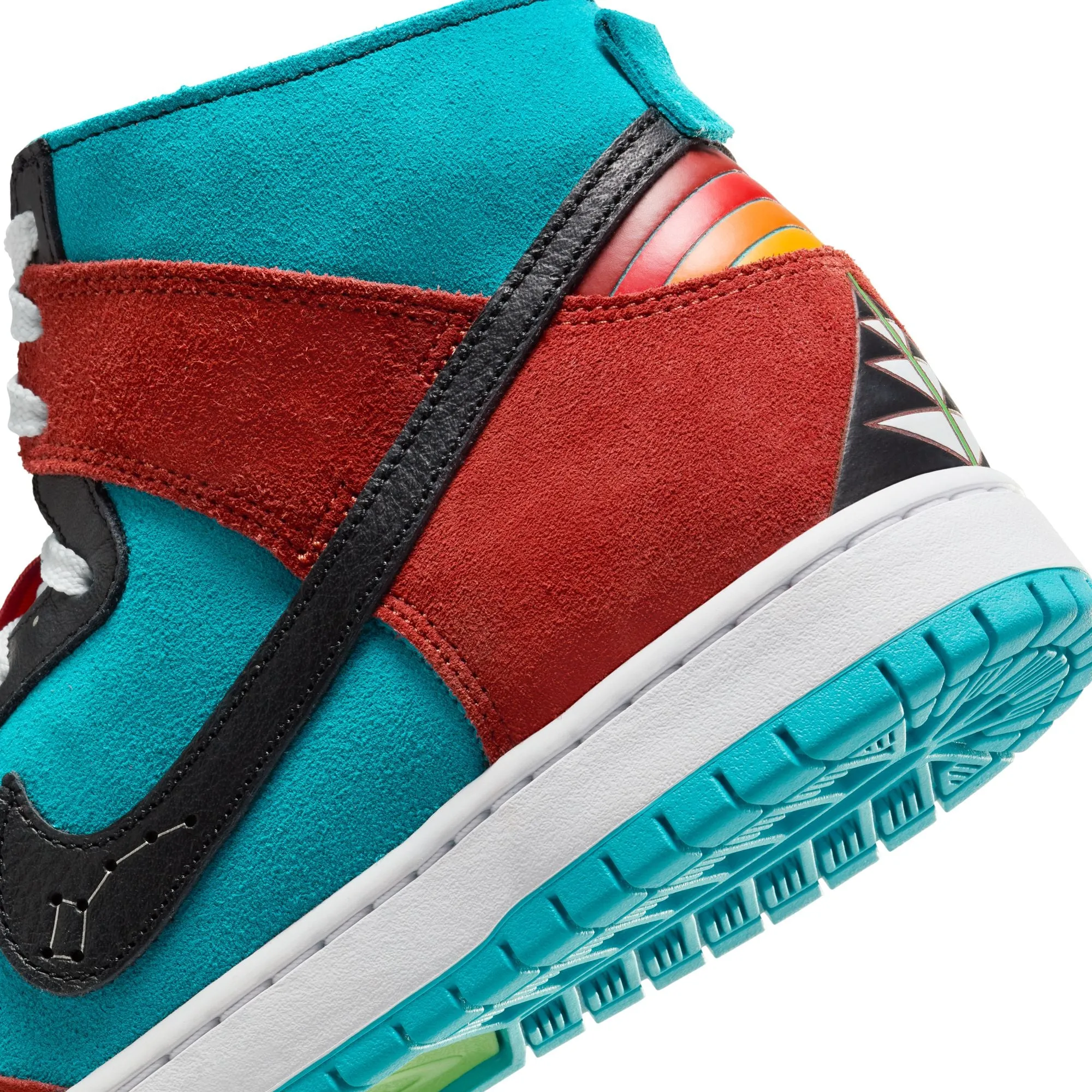 Nike SB - 'Di'orr Greenwood' Dunk High Decon QS Shoes - Turquoise Blue / Black - Rugged Orange