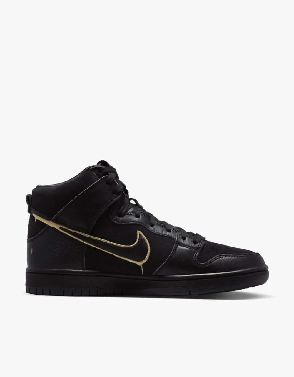 Nike SB 'Faust' Dunk High Pro QS Skate Shoes - Black/Black-Metallic Gold