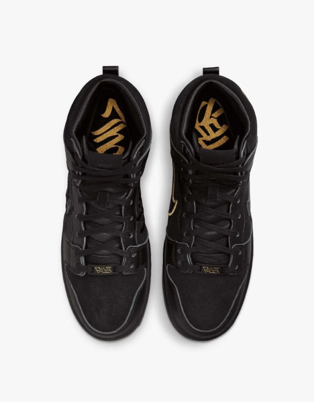 Nike SB 'Faust' Dunk High Pro QS Skate Shoes - Black/Black-Metallic Gold