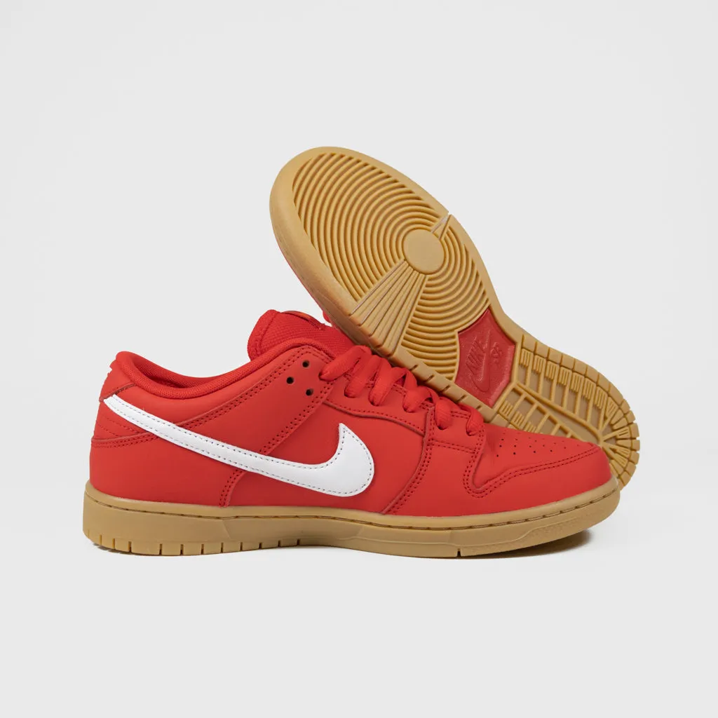 Nike SB - 'Orange Label' Dunk Low Pro Shoes - Red / White - Red - Light Gum